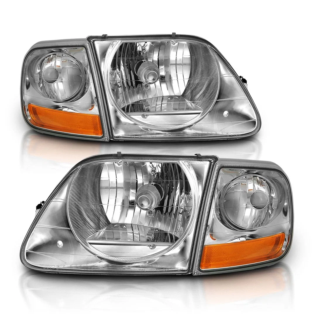 111438 – ANZO Headlight Assembly, Halogen Bulb Standard Beam Clear Bulb Clear Lens Chrome Housing DOT/ SAE Approved S...